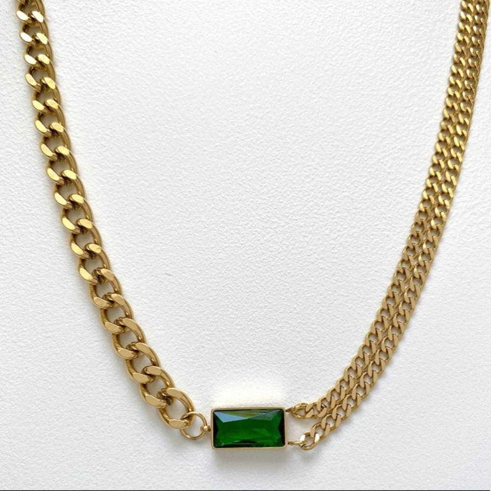 Green Stone Link necklace - Picture 4 of 4